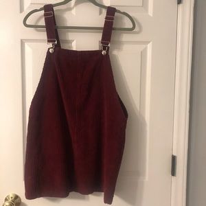 Forever 21 Maroon Corduroy Pinafore Dress | Size M